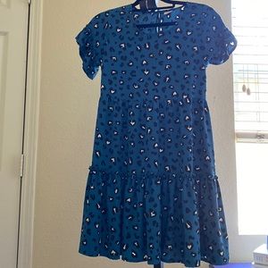 Leopard printed blue dress